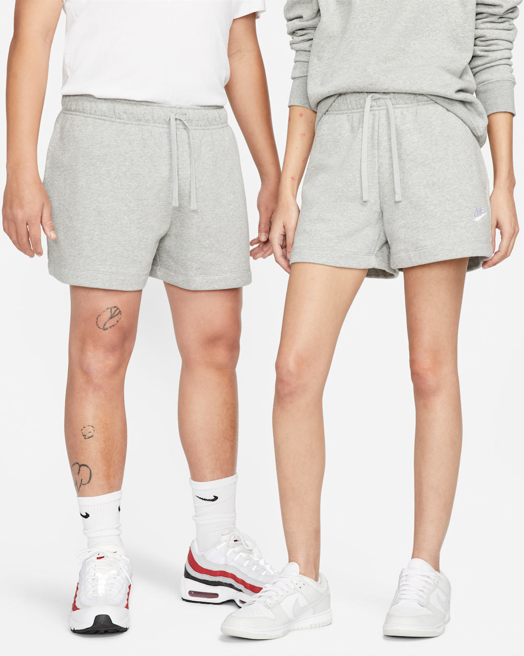 Nike Sportswear Club Fleece Women's Mid-Rise Shorts - Dark Grey Heather/White