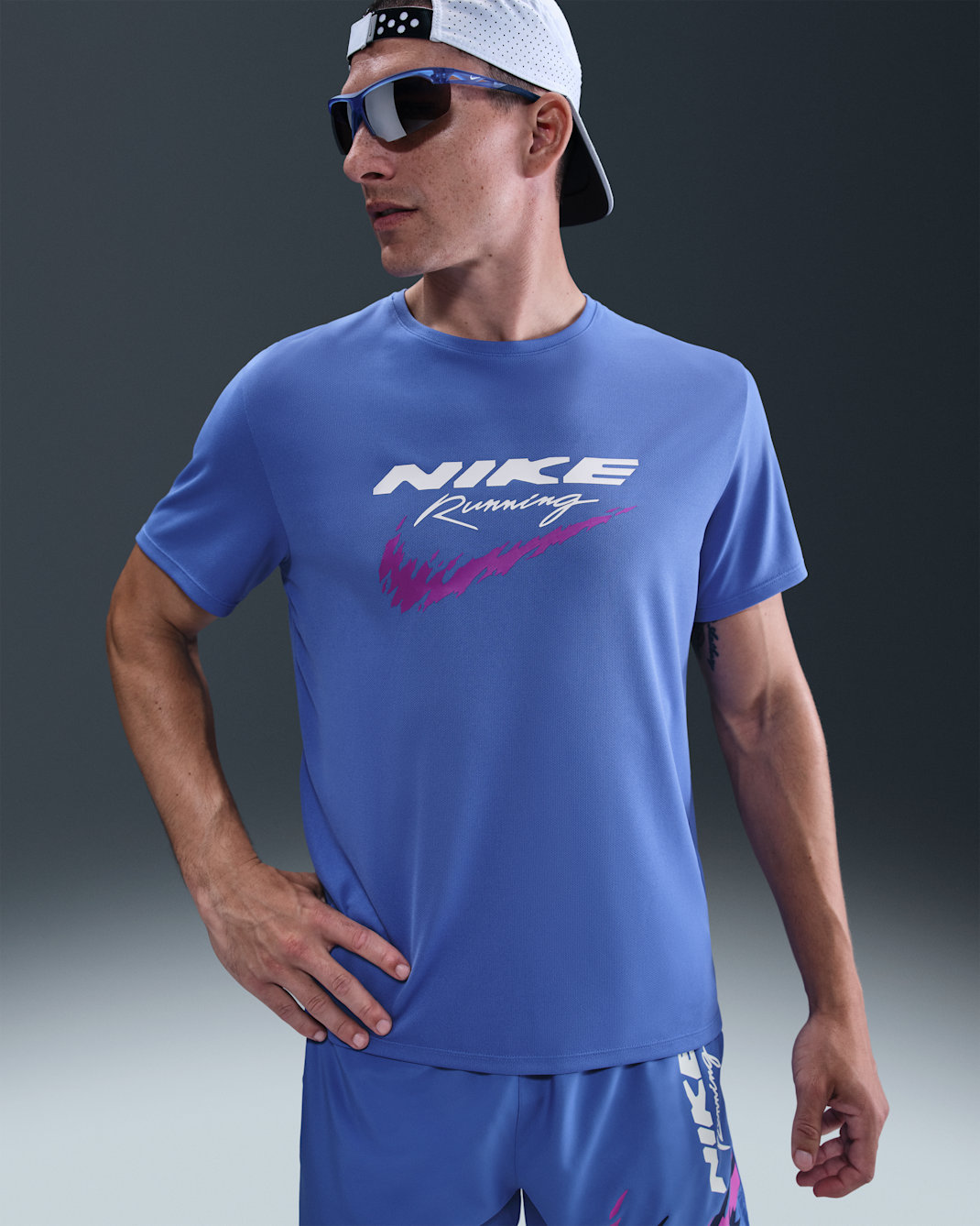 Nike Miler Men's Dri-FIT UV Running Top - Comet Blue