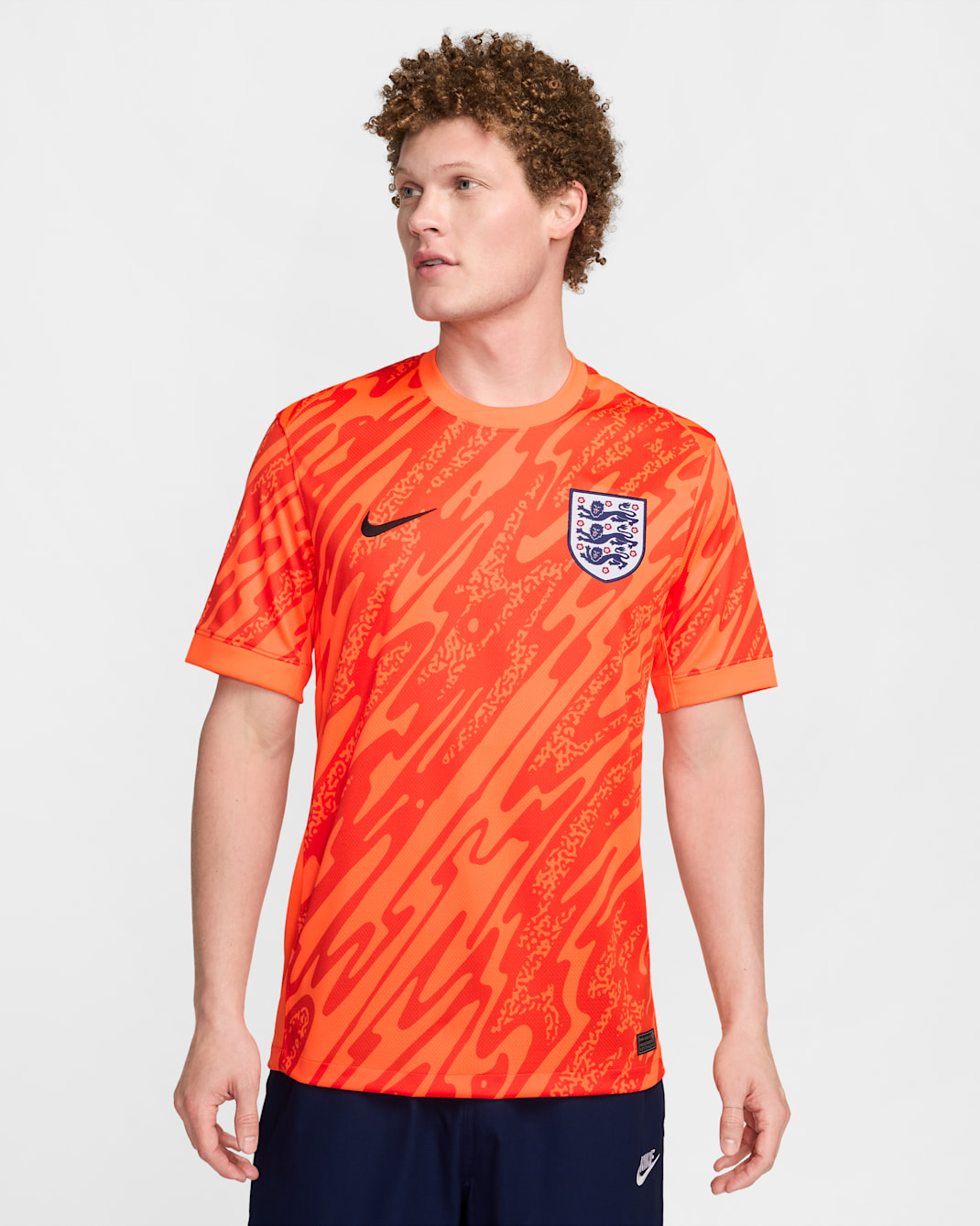 England (Women's Team) 2024/25 Stadium Goalkeeper Men's Nike Dri-FIT Football Replica Short-Sleeve Shirt - Total Orange/Safety Orange/Safety Orange/Black