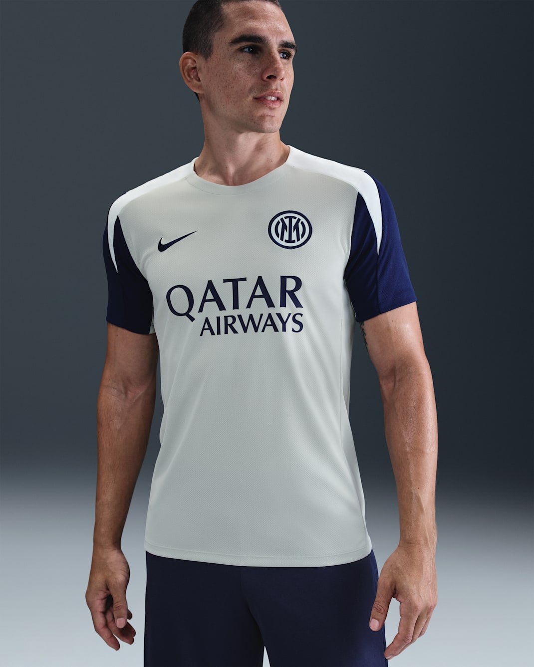 インテル ミラノ ストライク メンズ ナイキ Dri-FIT サッカー ショートスリーブ トップ - グレーヘイズ/ブルーボイド/ゴーストアクア/ブルーボイド