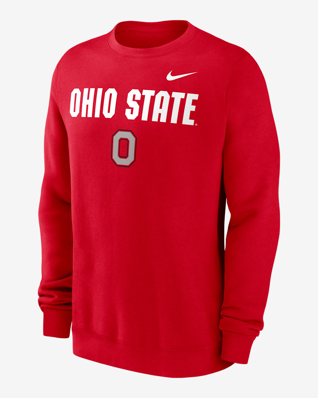 Ohio State Buckeyes Primetime Primary Stack Men's Nike College Pullover Crew - University Red