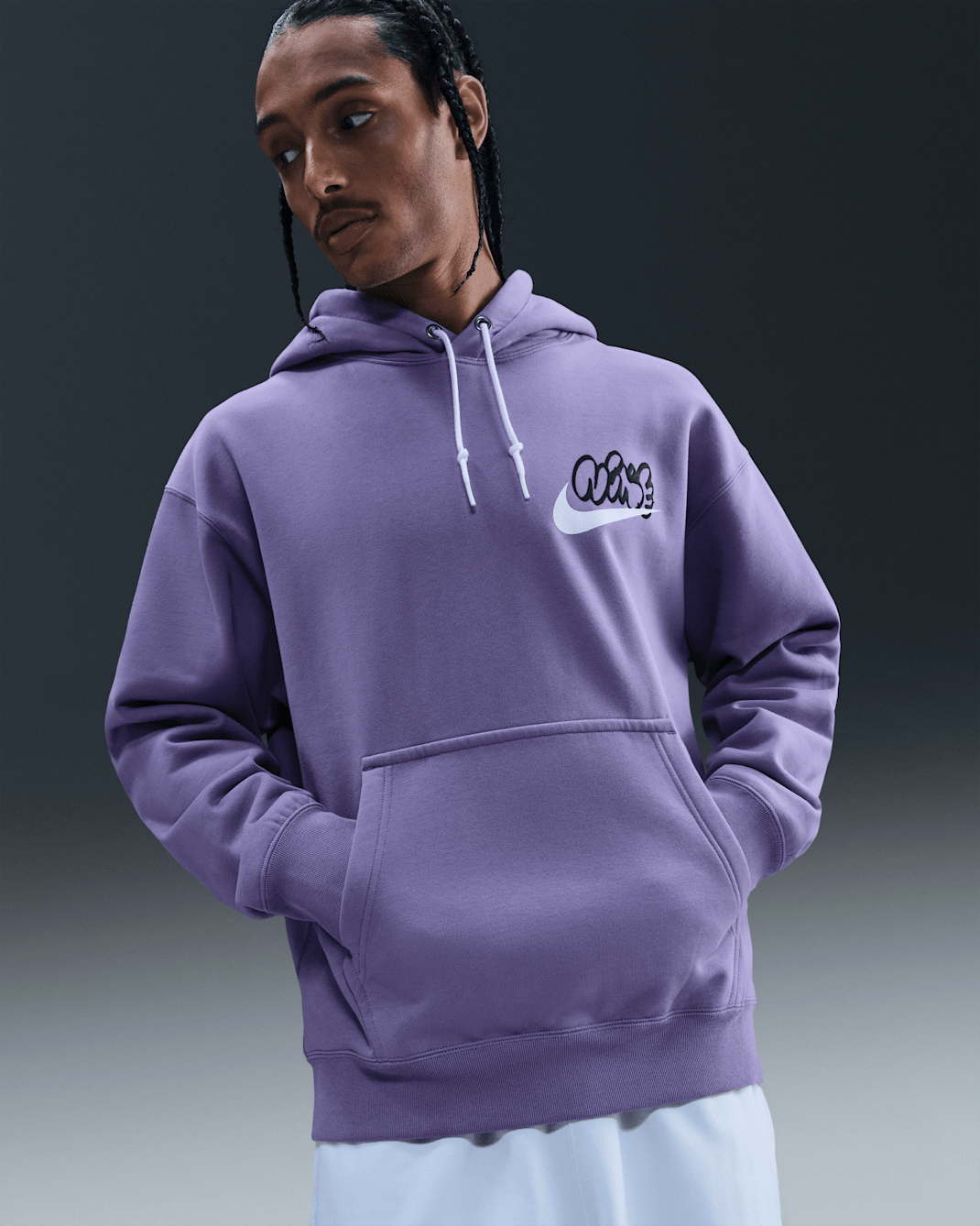Nike Solo Swoosh Men's Fleece Hoodie - Dusty Amethyst