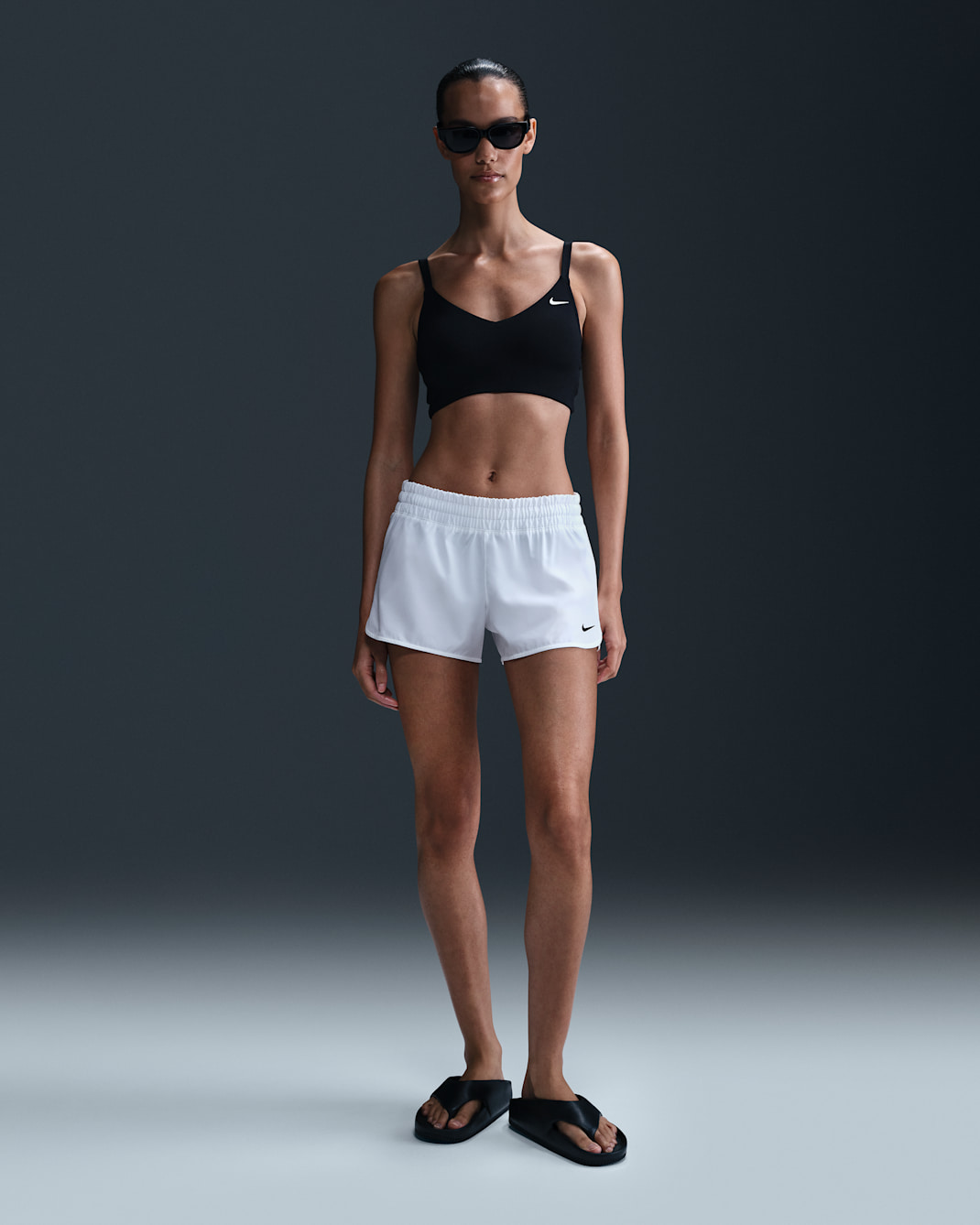 Shorts para salida de baño para mujer Nike Swim - Blanco/Negro