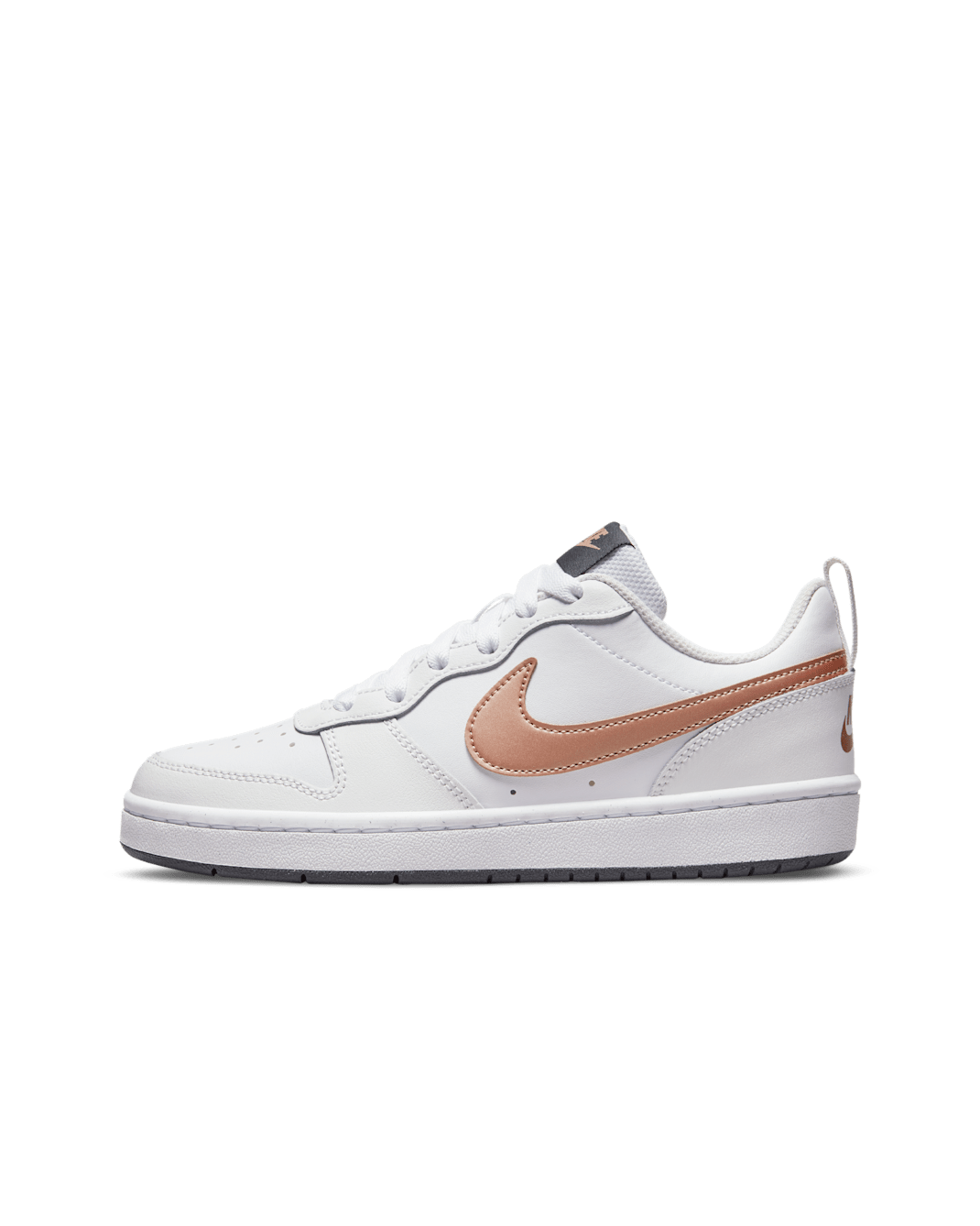 Nike Court Borough Low 2 Big Kids' Shoes - White/Summit White/Dark Smoke Grey/Metallic Red Bronze