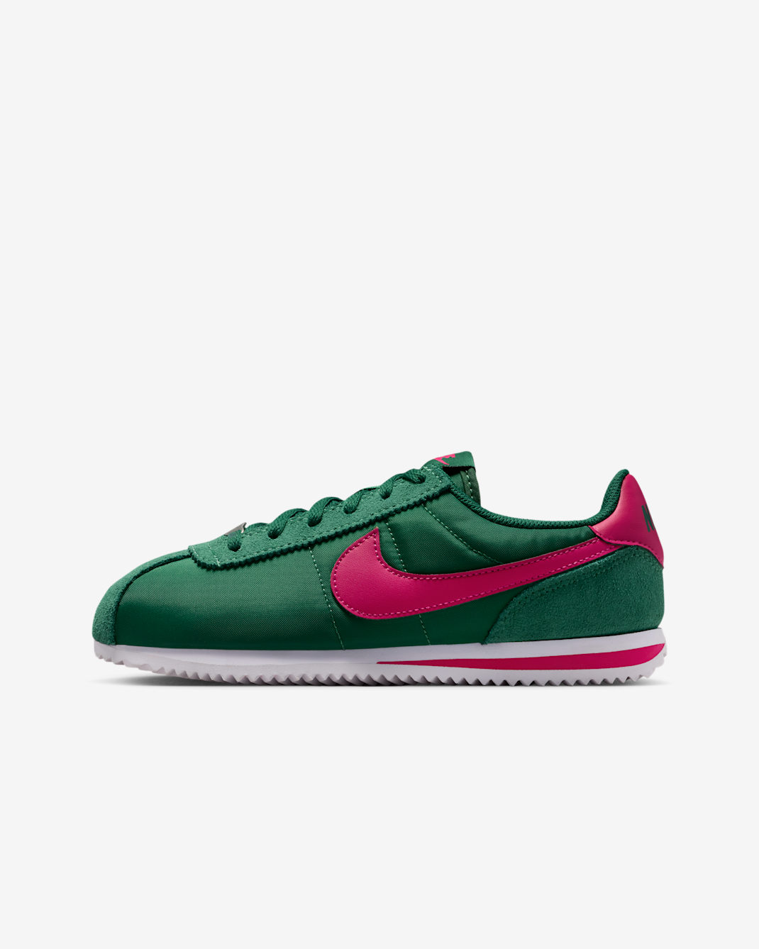 Tenis para niños grandes Nike Cortez Textile - Verde desfiladero/Blanco/Cereza salvaje