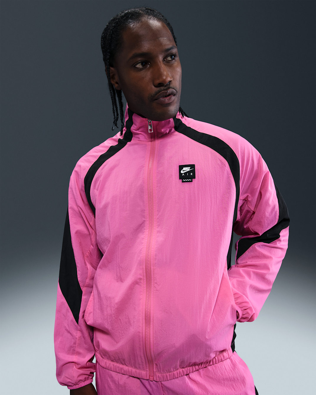 Chamarra deportiva de tejido Woven para hombre Nike Air - Rosa paleta/Negro/Blanco