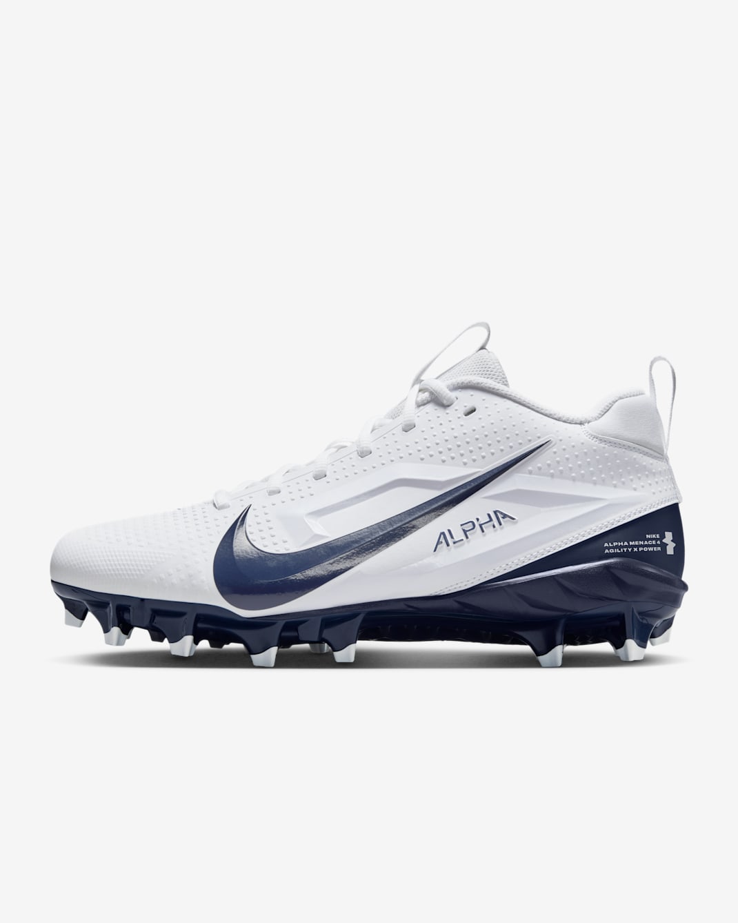 Nike Alpha Menace 4 Varsity Football Cleats - White/Midnight Navy/Photon Dust/Midnight Navy