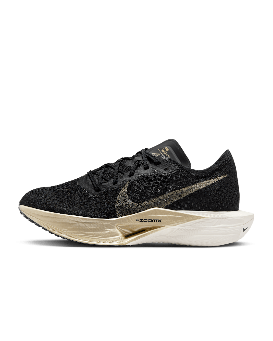 Nike Vaporfly 3 Women's Road Racing Shoes - Black/Black/Oatmeal/Metallic Gold Grain