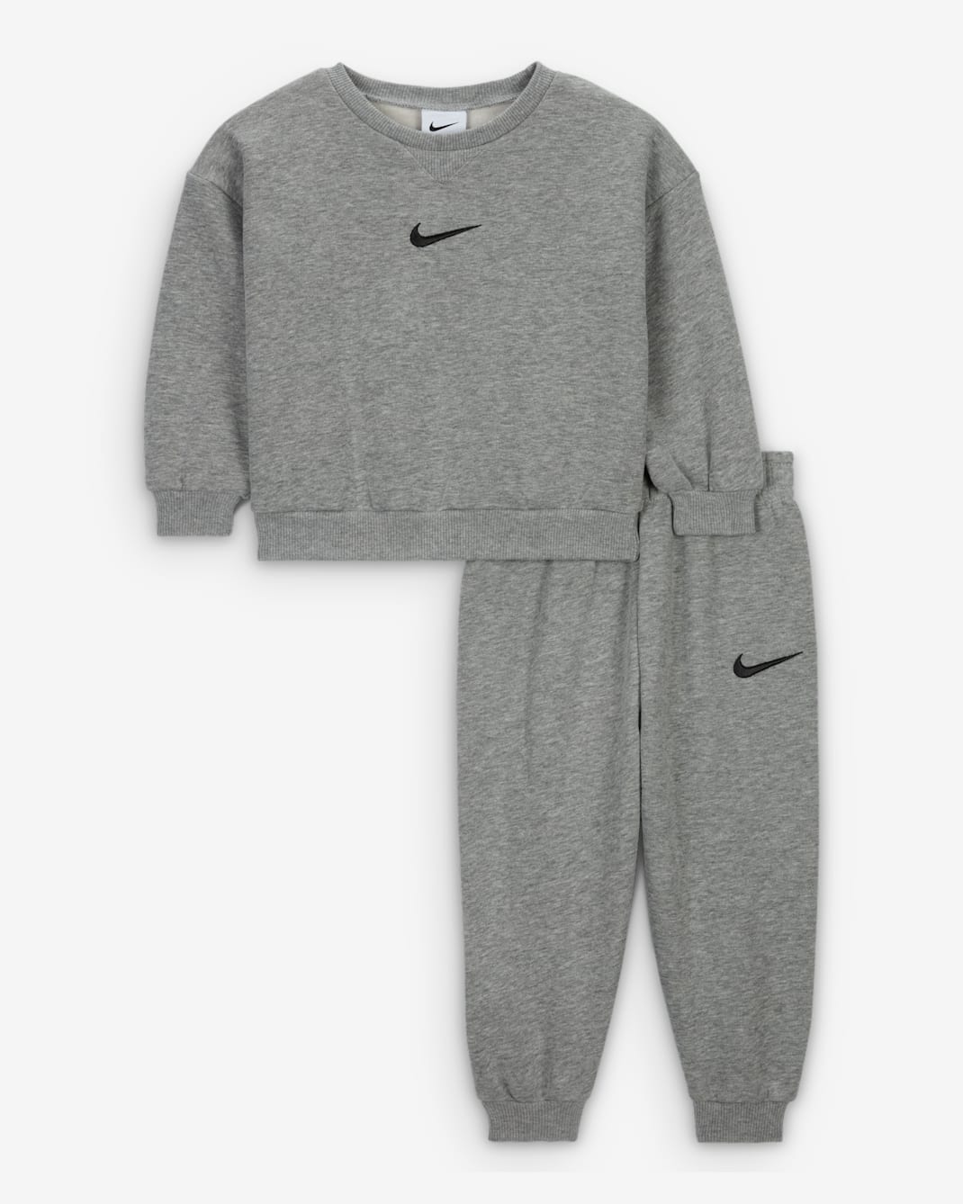 나이키 에센셜 베이비(12~24개월) 투피스 플리스 크루 세트 - 다크 그레이 헤더