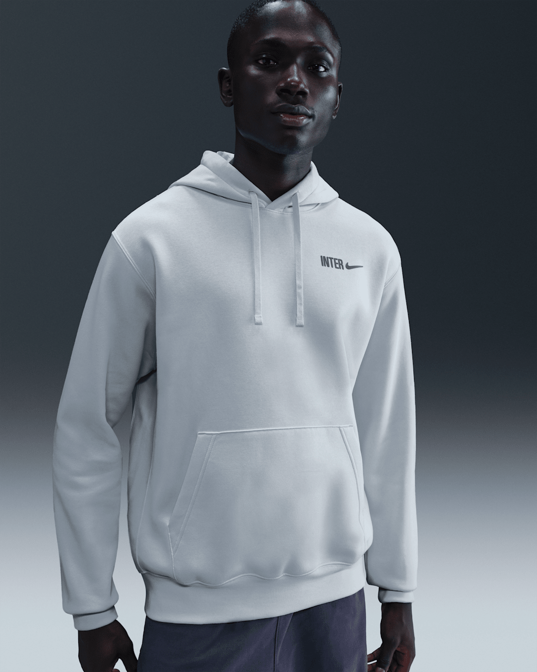 Inter Milan Club Men's Nike Football Pullover Hoodie - Football Grey/Lyon Blue