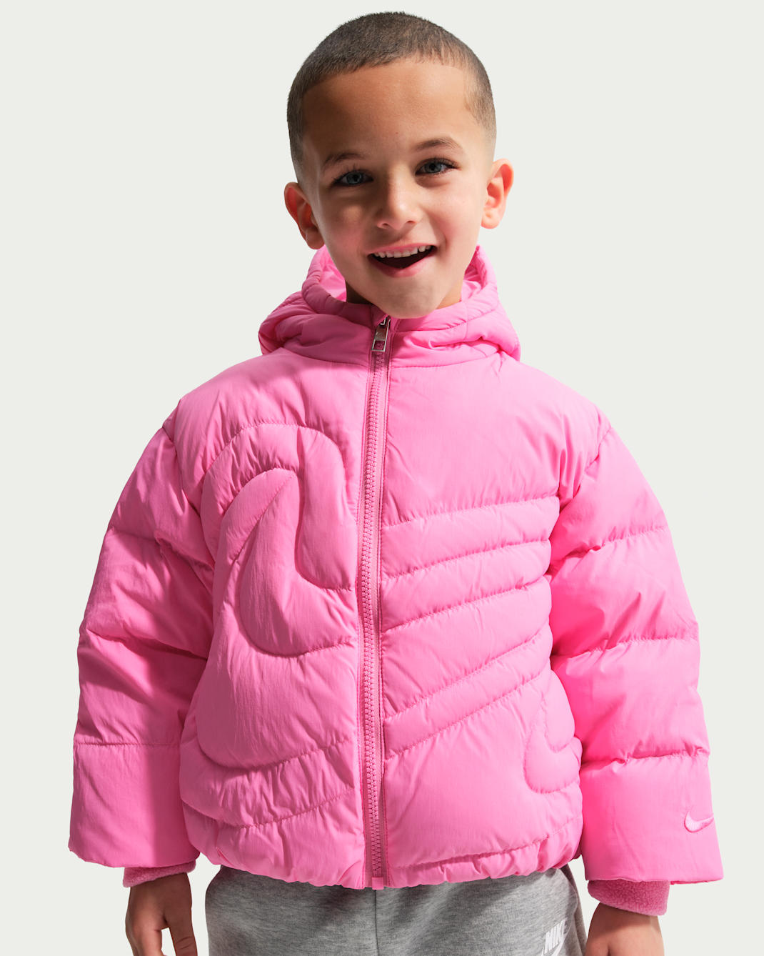 나이키 스포츠웨어 리틀키즈 스우시 퀼팅 신필 재킷 - 핑크 글로우