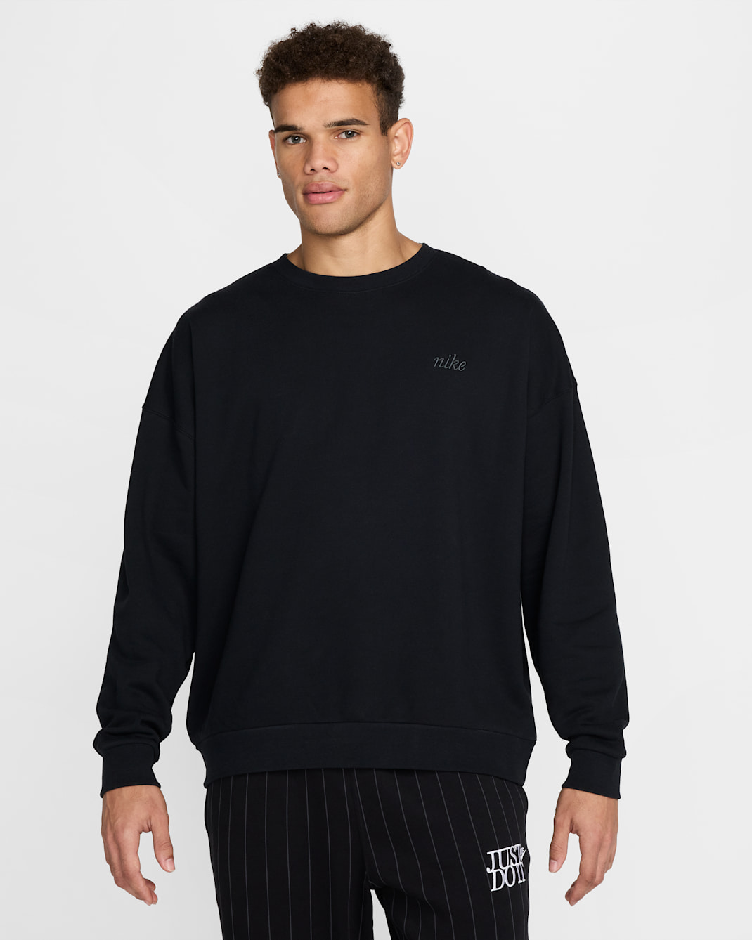 Oversized Nike Club-crewtrøje til mænd - sort/sort/Anthracite