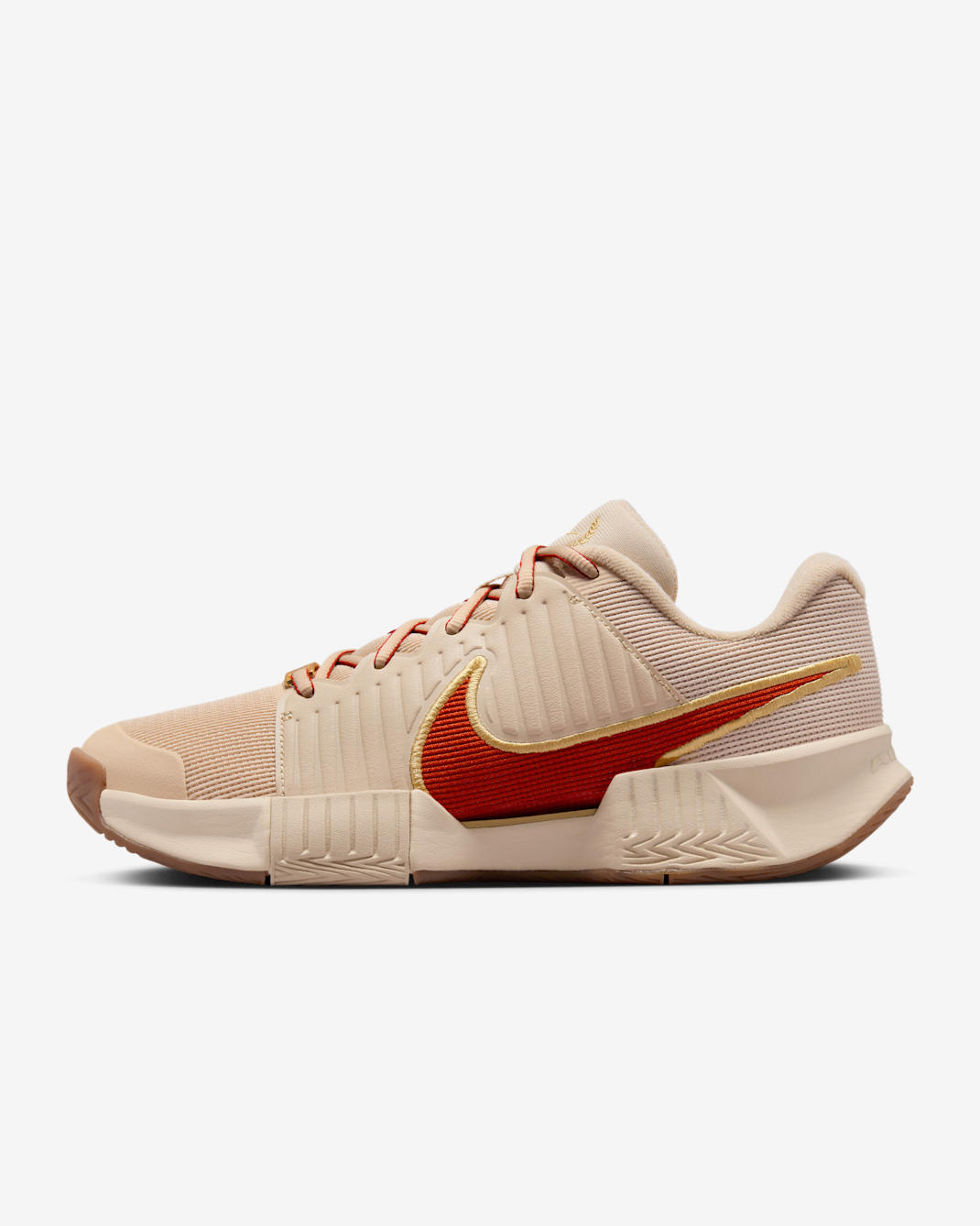 Nike GP Challenge Pro Premium Women's Hard Court Tennis Shoes - Sand Drift/Metallic Gold/Gum Medium Brown/Rust Factor