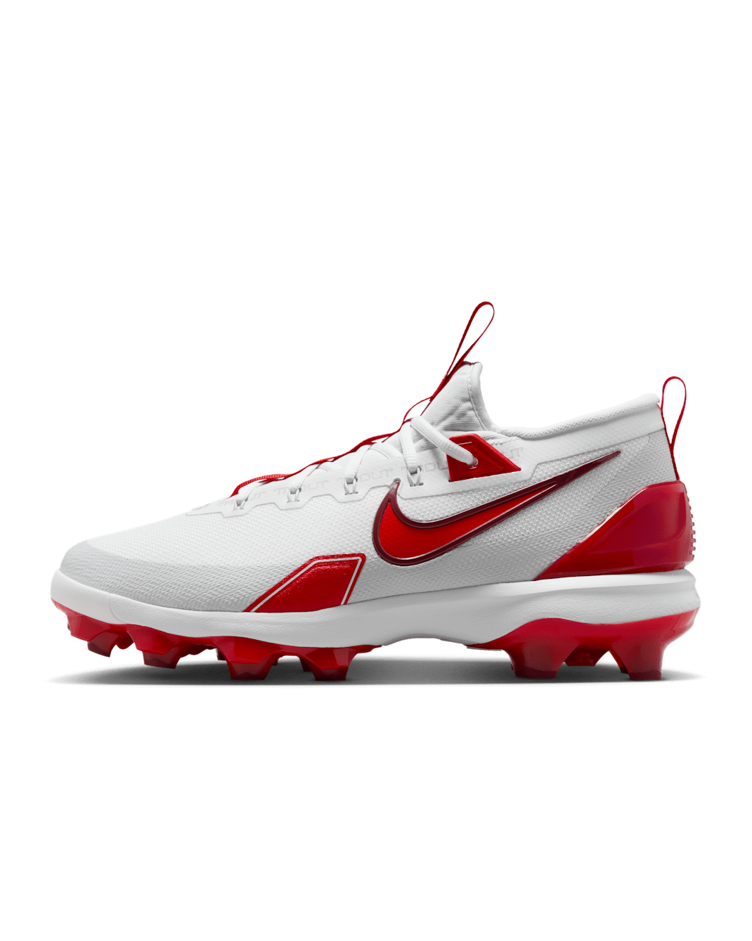 Nike Force Trout 9 Elite MCS Baseball Cleats - White/Pure Platinum/Team Red/University Red