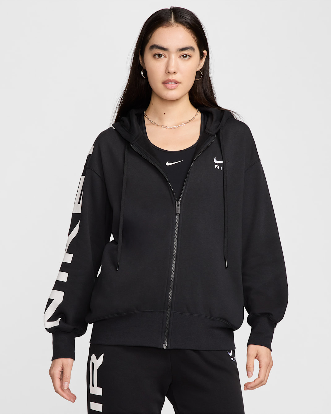 Nike Sportswear Air Women's Fleece Oversized Full-Zip Hoodie - Black/White