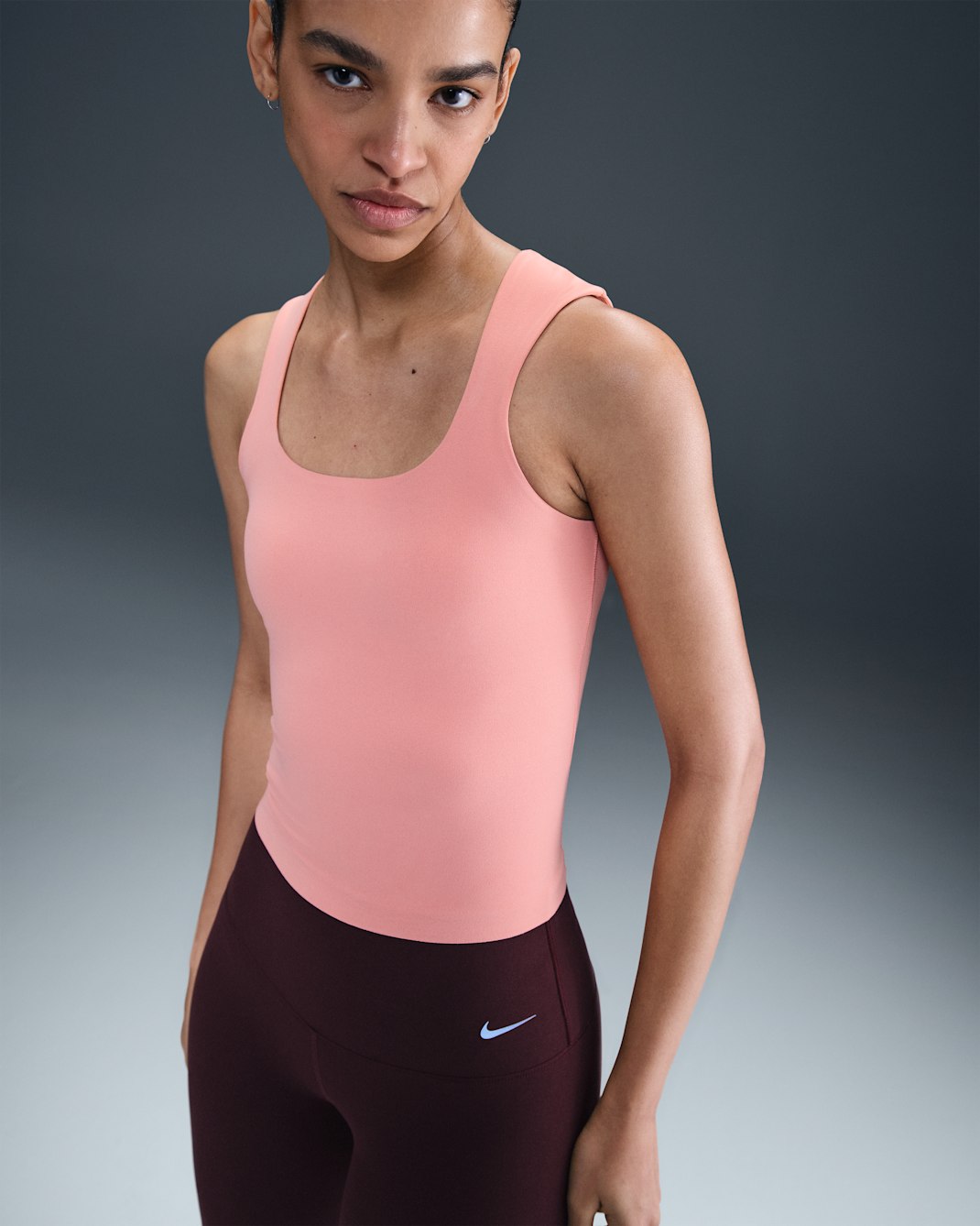 Nike Zenvy Women's Dri-FIT Tank Top - Rust Pink/White