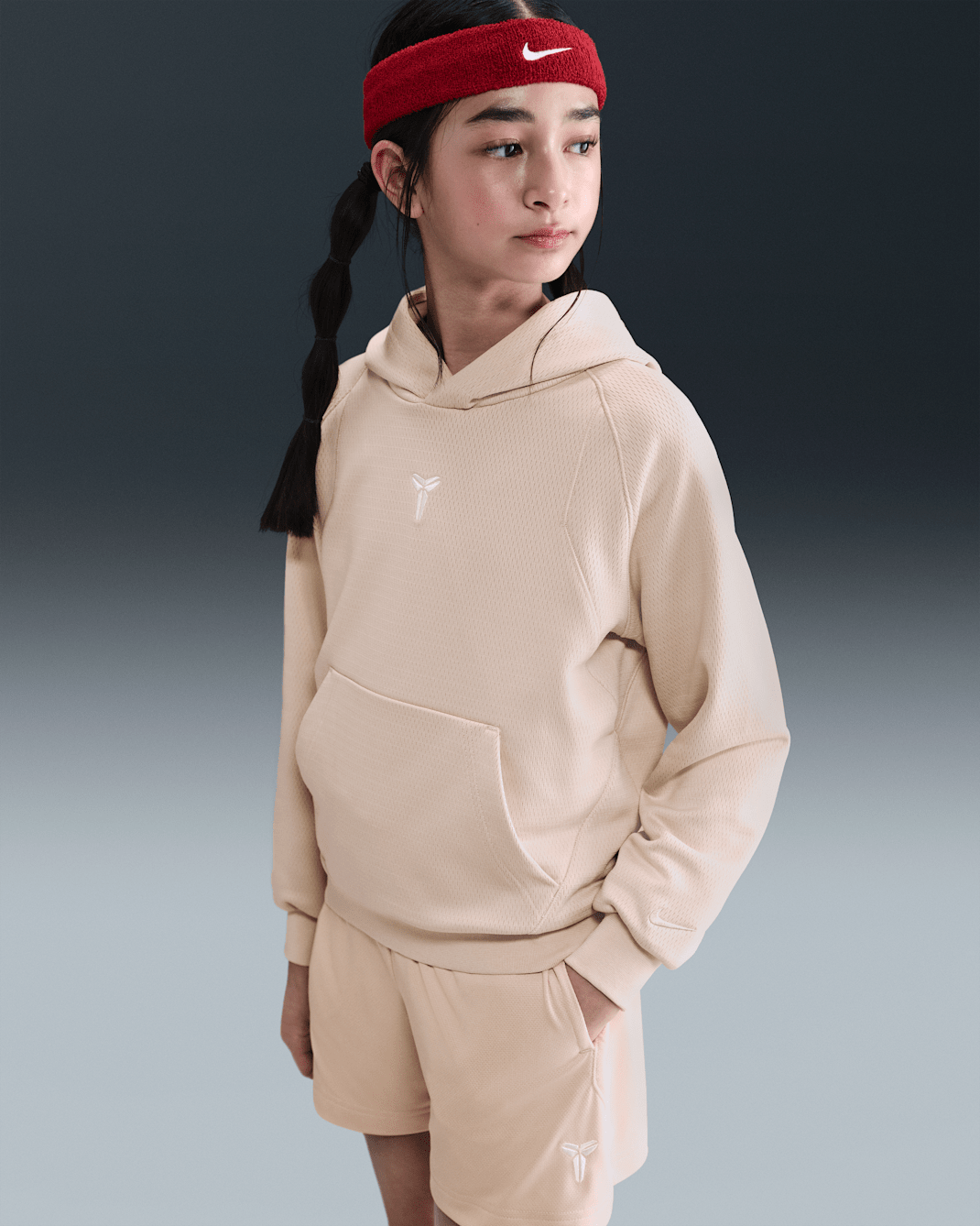Sweat à capuche Therma-FIT Kobe pour ado - Sanddrift/Sanddrift/Blanc