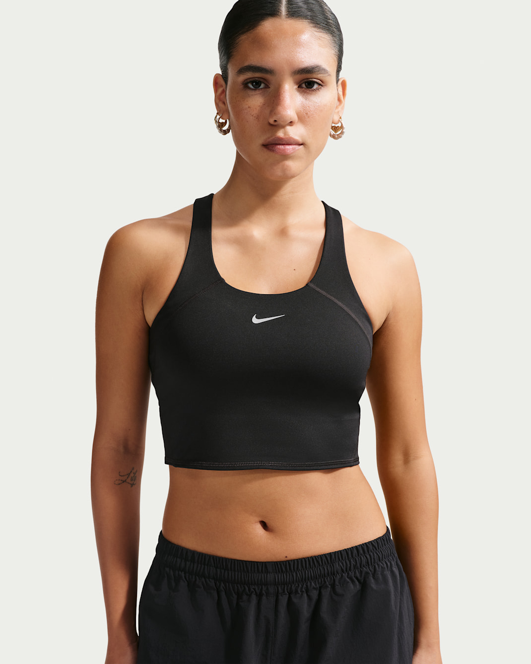 Nike Tempo Women's Medium-Support Cropped Sports Bra Tank Top - Black/Black