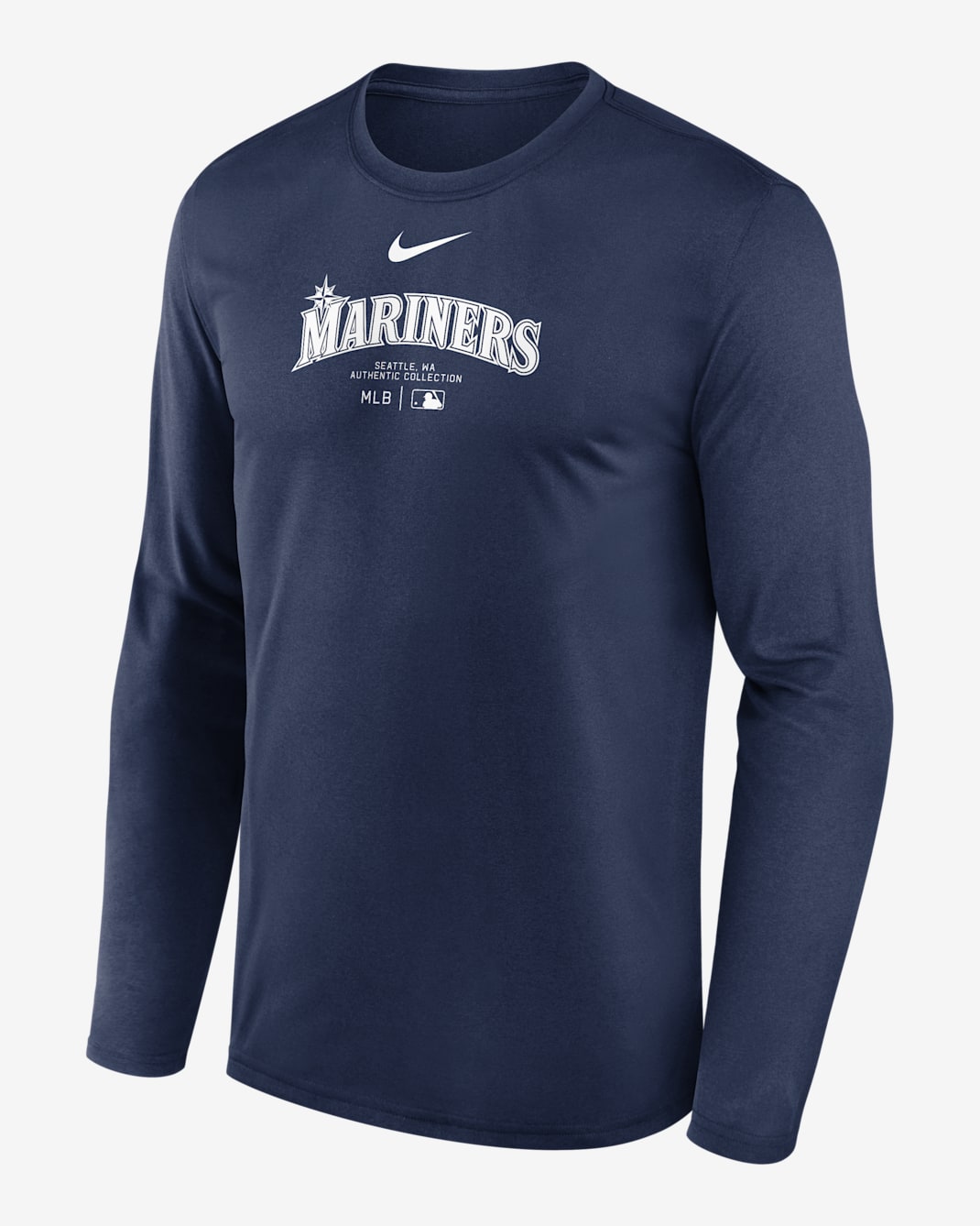 Playera de manga larga Nike Dri-FIT de la MLB para hombre Seattle Mariners Authentic Collection Practice - Azul marino