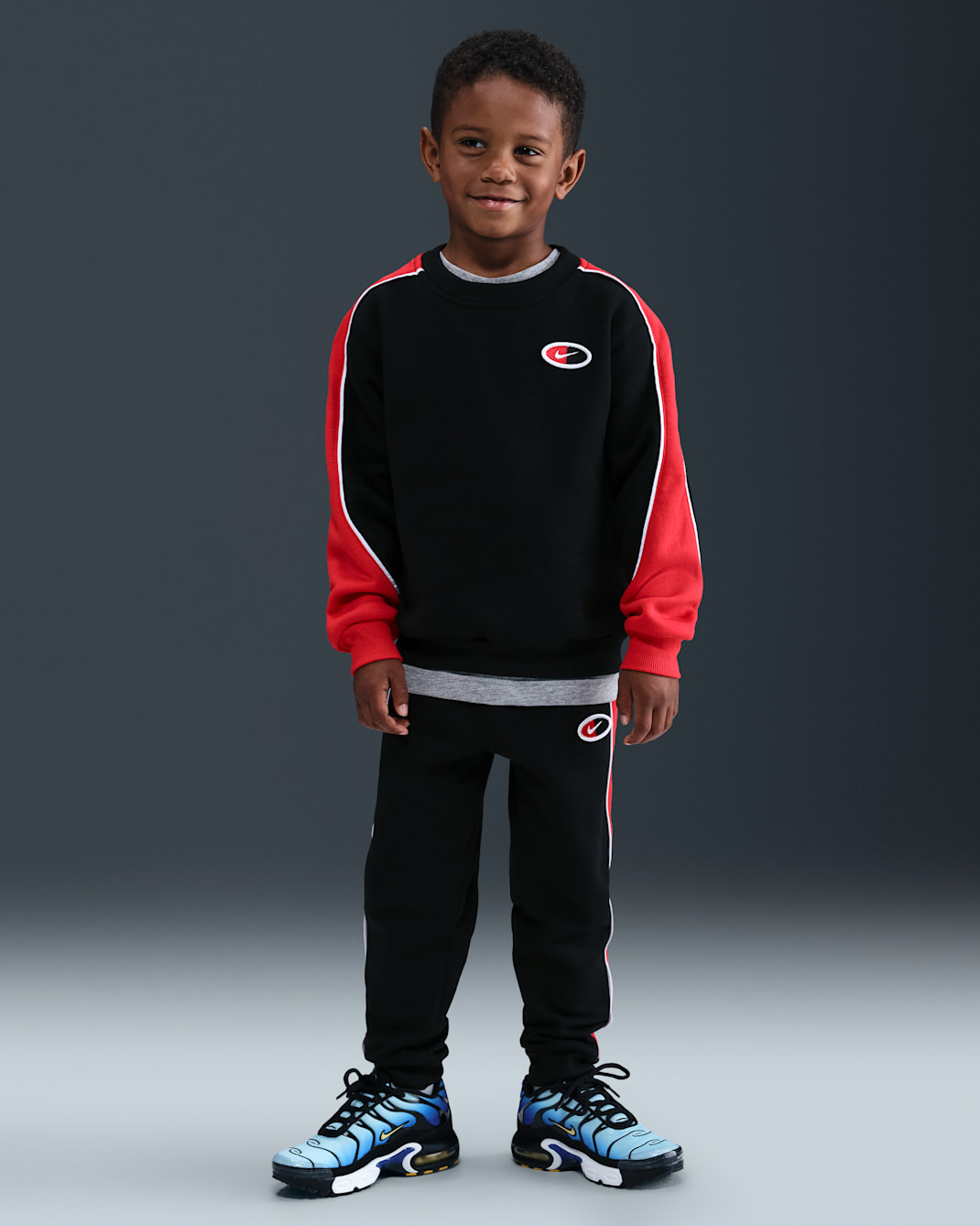 Nike Younger Kids' 2-Piece Fleece Crew Set - Black/Red