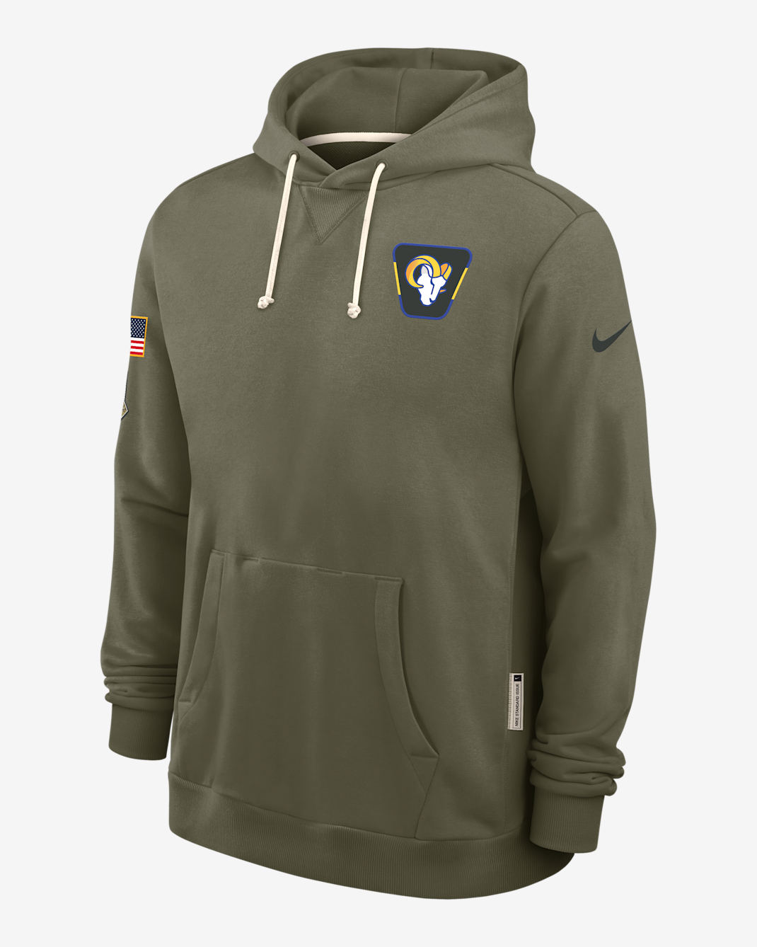 Los Angeles Rams Salute to Service Sideline Dominant Force Men's Nike Dri-FIT NFL Pullover Hoodie - Medium Olive