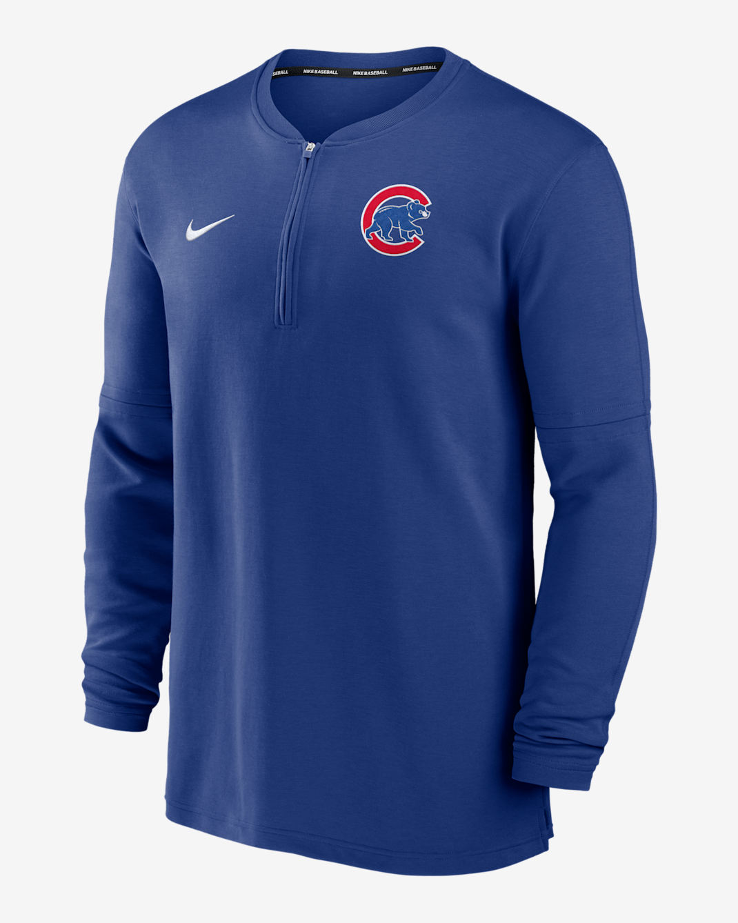Playera de manga larga Nike Dri-FIT de la MLB de medio cierre para hombre Chicago Cubs Authentic Collection Game Time - Royal
