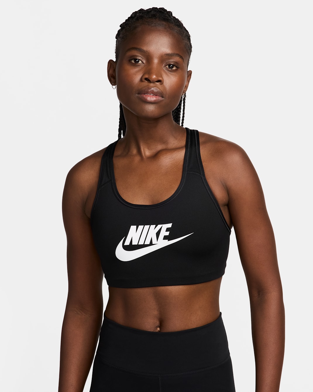 Bra deportivo de media sujeción para mujer Nike Swoosh - Negro/Blanco