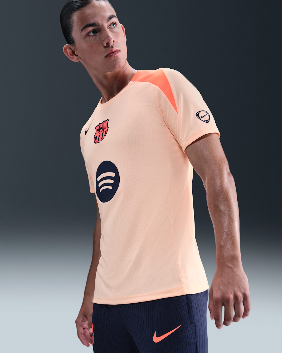 F.C. Barcelona Strike Third Men's Nike Dri-FIT Total 90 Football Knit Top - Crimson Tint/Crimson Tint/Bright Mango/Midnight Navy