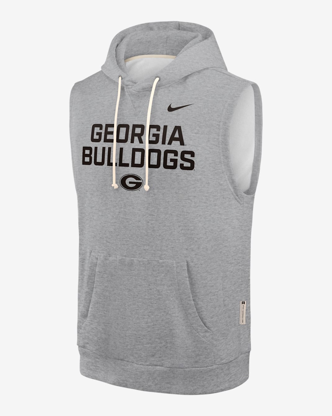 Georgia Sideline Men's Nike Dri-FIT College Sleeveless Pullover Hoodie - Dark Grey Heather