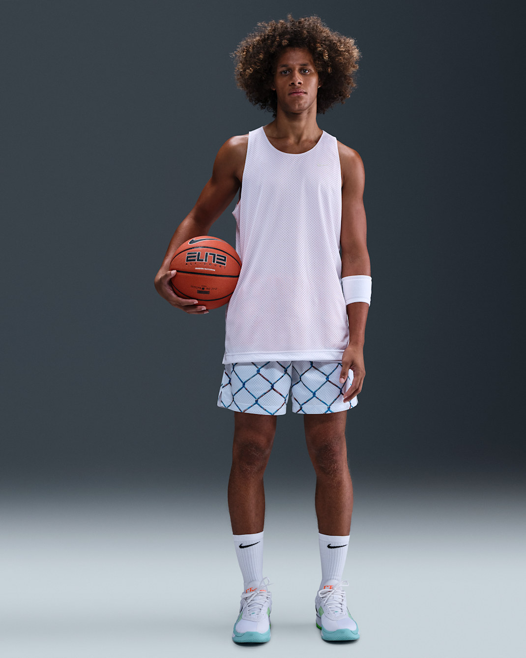 Shorts de básquetbol de malla Dri-FIT de 13 cm para hombre Nike - Blanco/Negro
