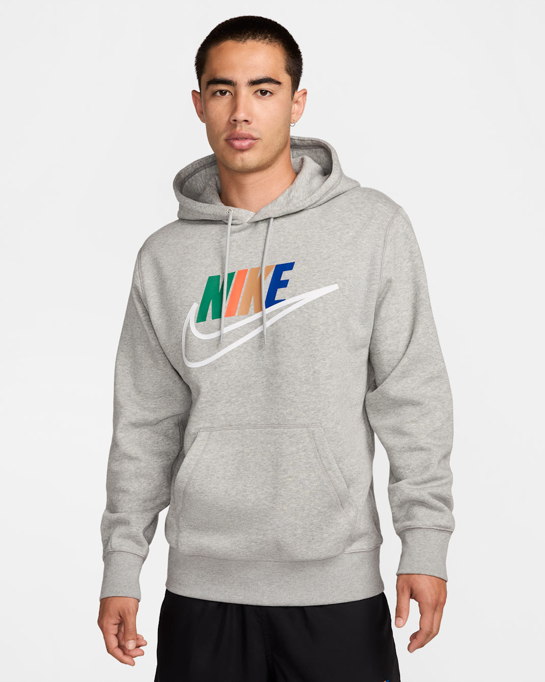 ナイキ クラブ メンズ フリース パーカー - ダークグレーヘザー/ライトスモークグレー
