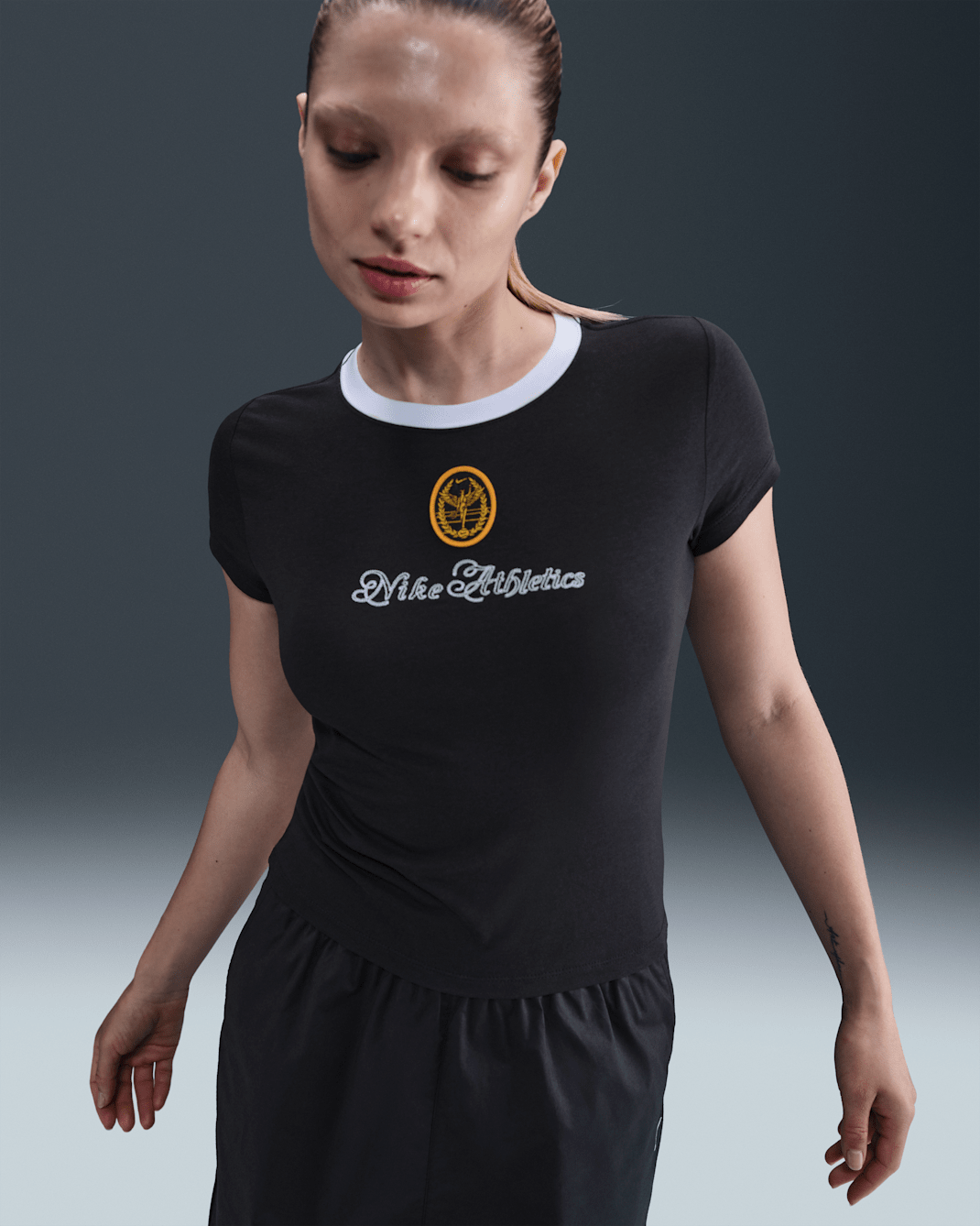 Nike Sportswear Chill Knit Women's Slim Cropped Graphic T-Shirt - Black/White/White