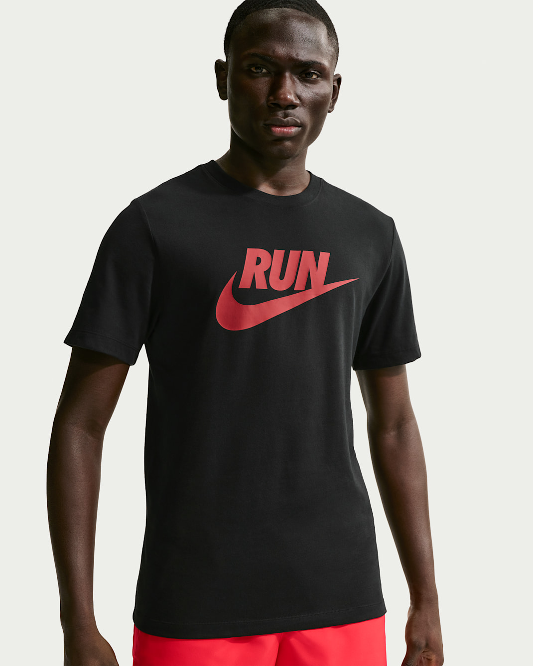Playera de correr Dri-FIT para hombre Nike - Negro/Carmesí team