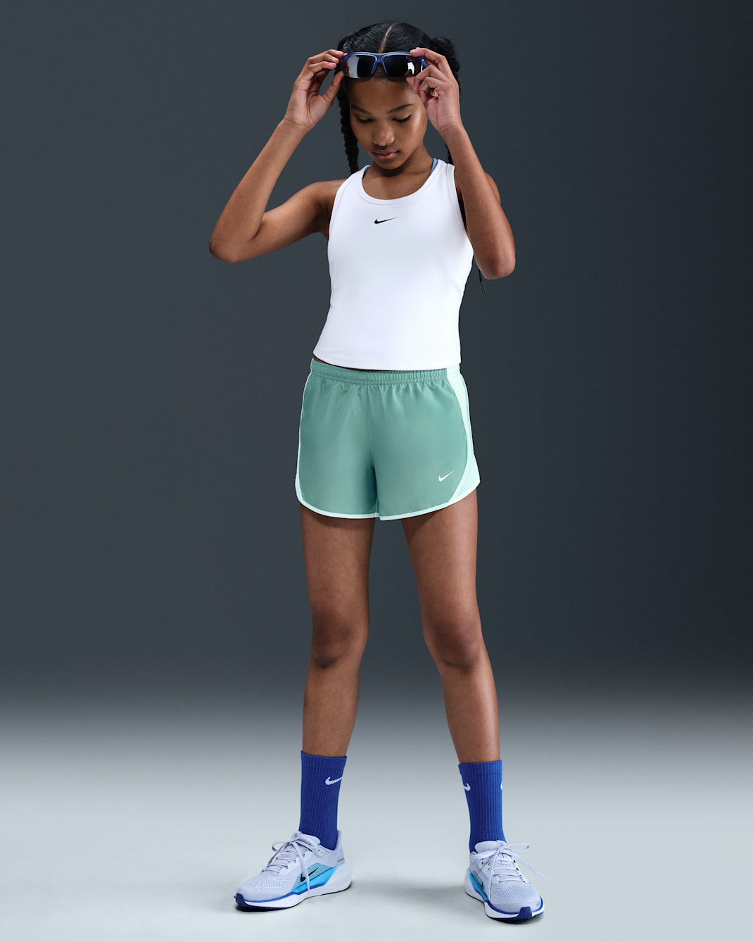 Nike Tempo Big Kids' (Girls') Dri-FIT Running Shorts - Cannon/White/White/White