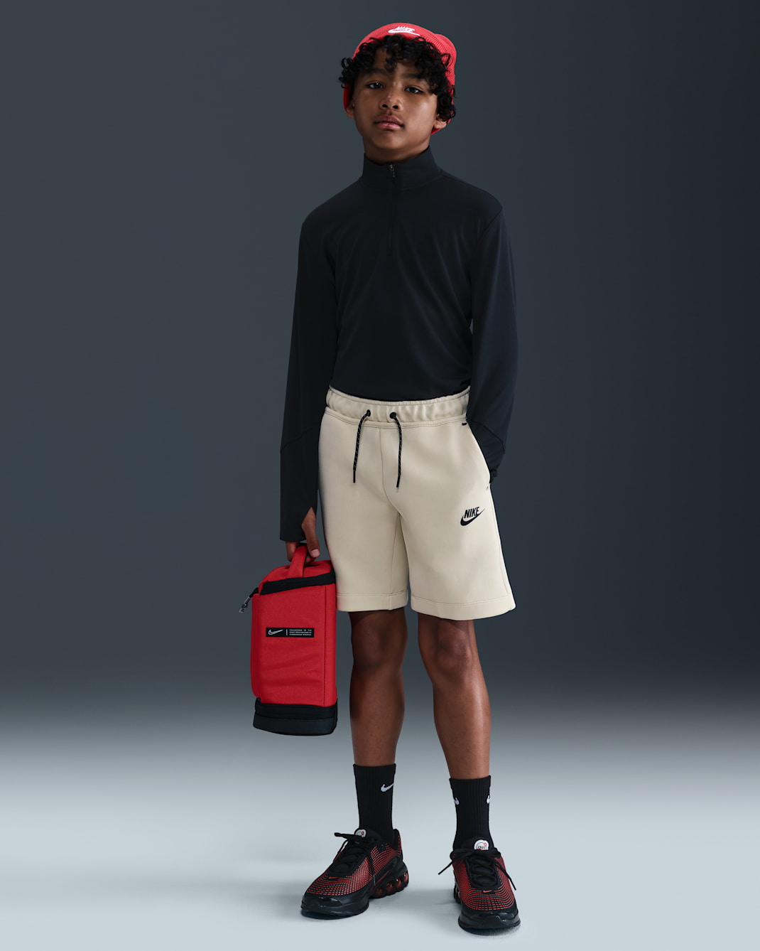 Shorts para niño talla grande Nike Sportswear Tech Fleece - Caqui claro/Negro