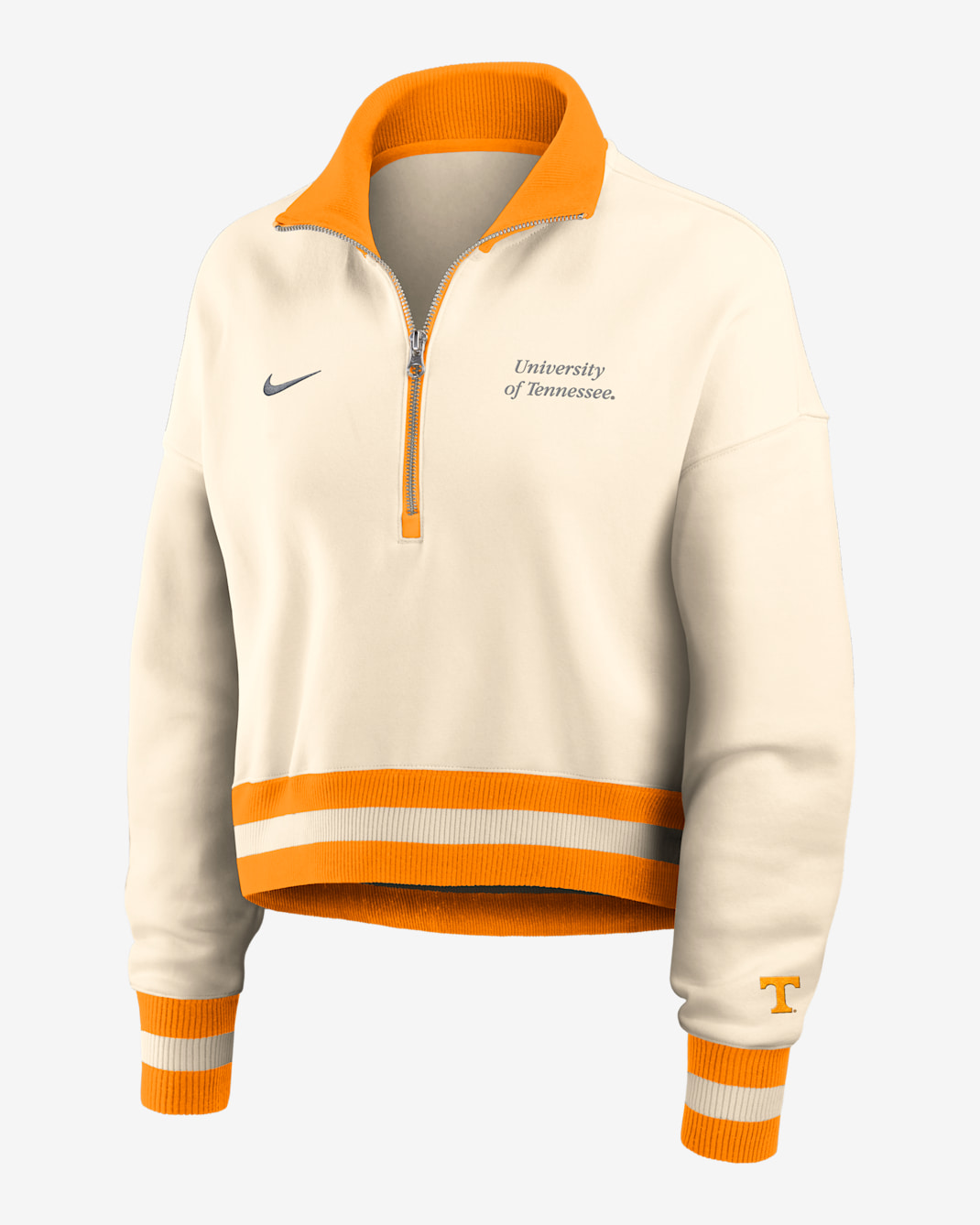 Tennessee Legacy Women's Nike College Cropped 1/4-Zip Crew - Tan/Beige