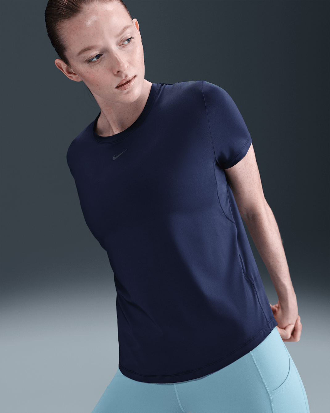 Nike One Classic Women's Dri-FIT Short-Sleeve Top - Midnight Navy/White