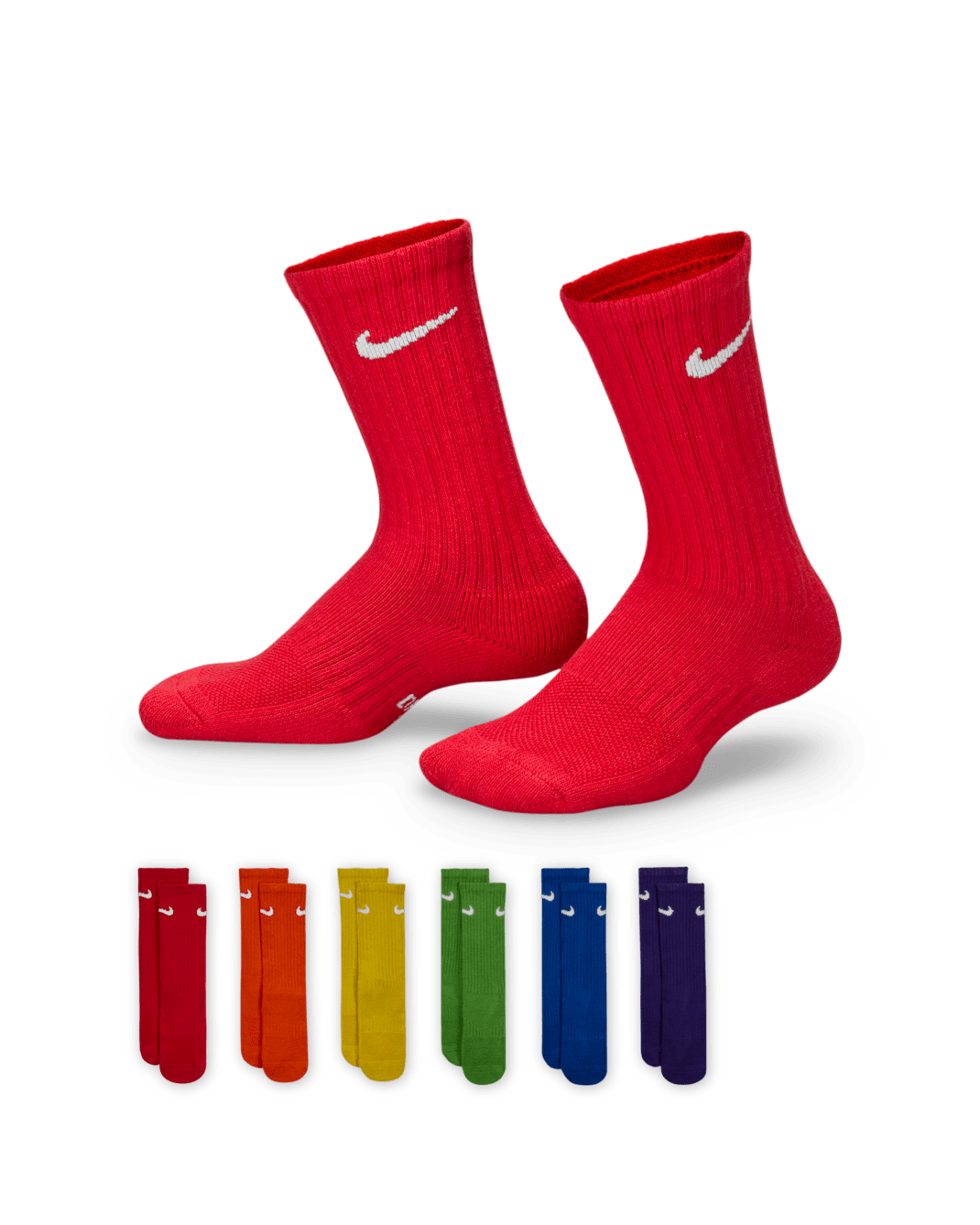 Nike Everyday Kids' Cushioned Crew Socks (6 Pairs) - Multi-Color