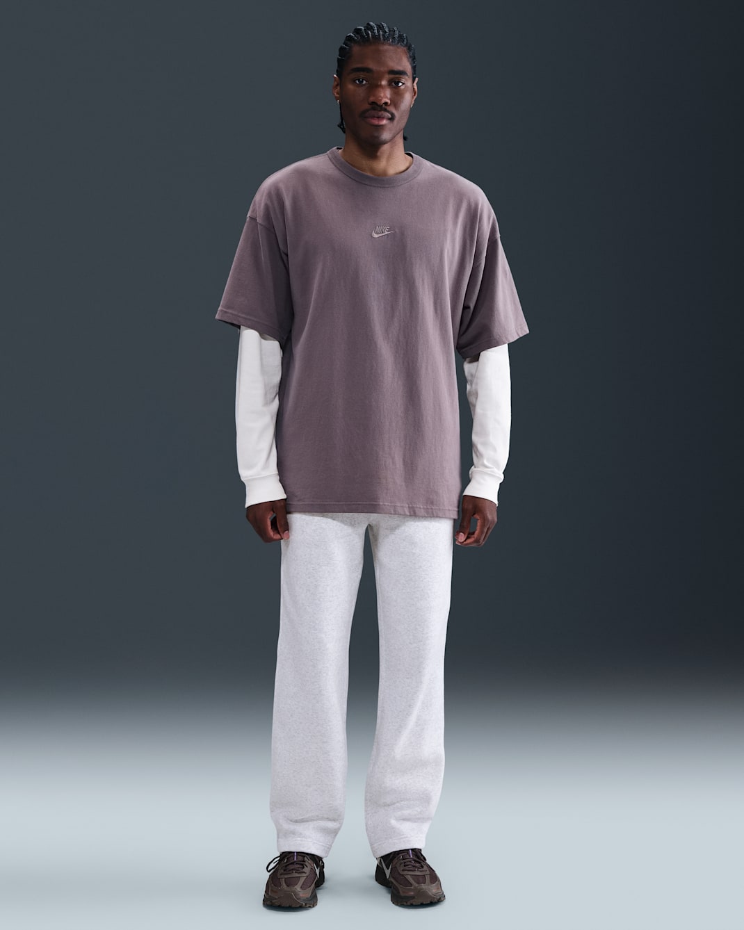 Nike Club Men's Open-Hem Fleece Trousers - Birch Heather/White/White