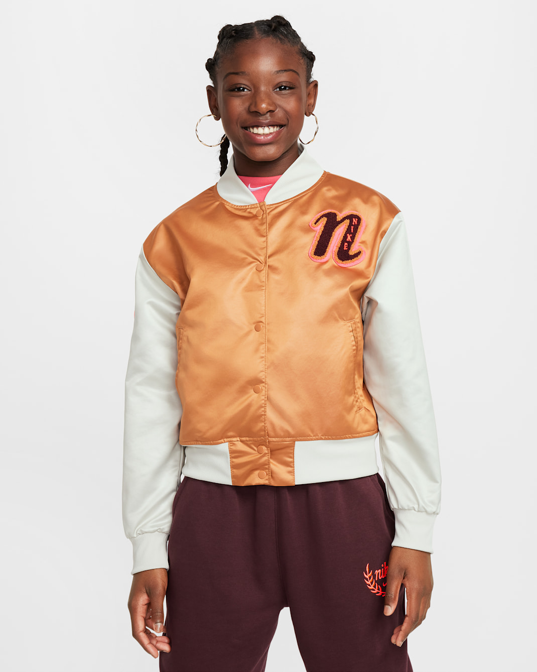 Nike Sportswear Girls' Varsity Jacket - Flax/Light Bone