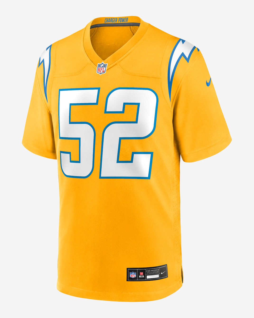 Jersey Nike de la NFL Game para hombre Khalil Mack Los Angeles Chargers - Oro