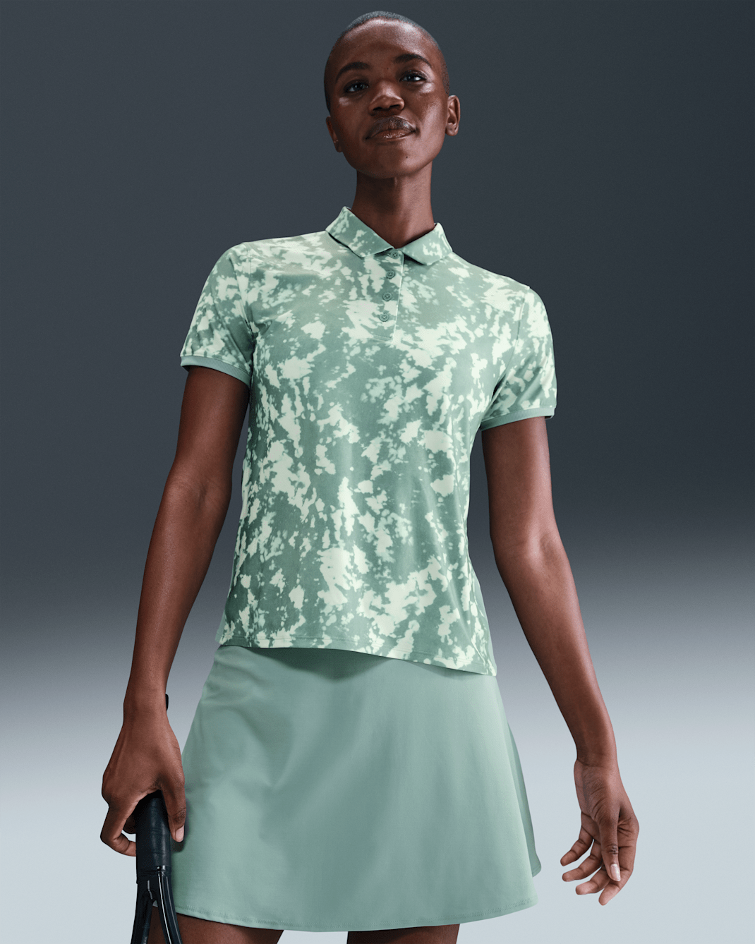 Nike Victory kurzärmliges Golf-Poloshirt mit Print und Dri-FIT-Technologie (Damen) - Mint Foam/Cannon/Weiß