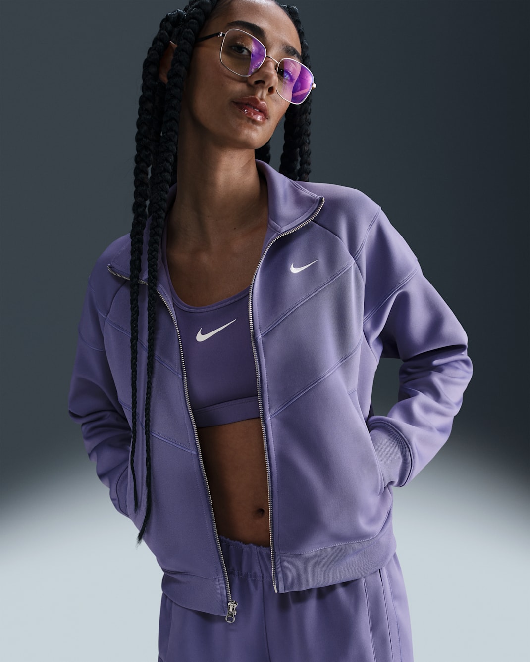 Veste en maille Nike Sportswear Windrunner pour Femme - Dusty Amethyst/Blanc