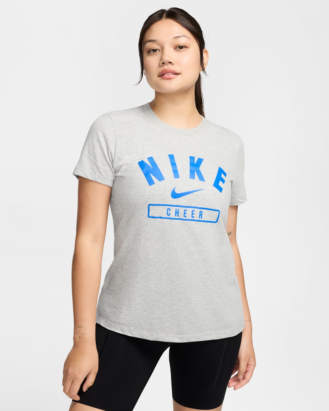 Nike Women's Cheer T-Shirt - Dark Grey Heather/Royal Blue