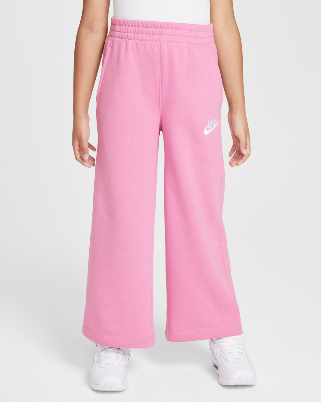 Pants de tejido Fleece de pierna ancha para niños talla pequeña Nike Sportswear Club - Flamenco mágico