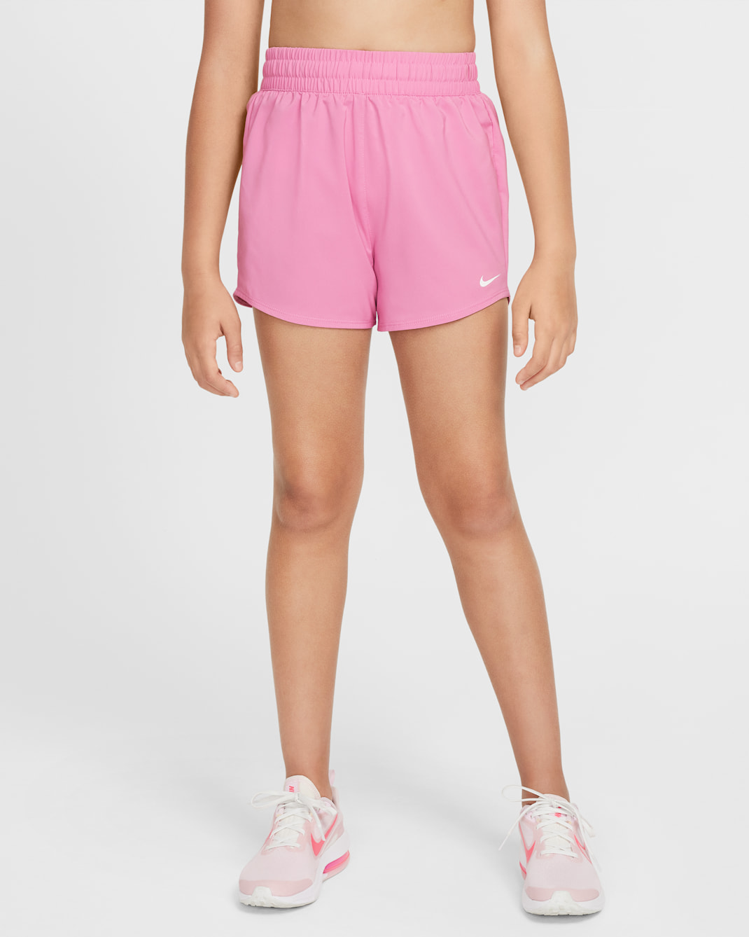 Nike One Big Kids' (Girls') Dri-FIT High-Waisted Woven Training Shorts - Magic Flamingo/White