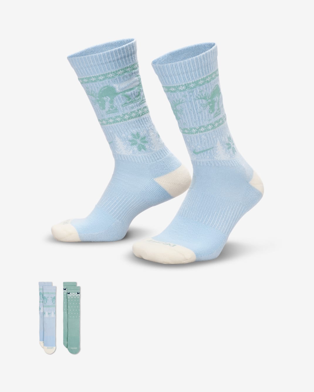 Nike Everyday Plus Cushioned Winter Wonderland Crew Socks (2 Pairs) - Multi-Color