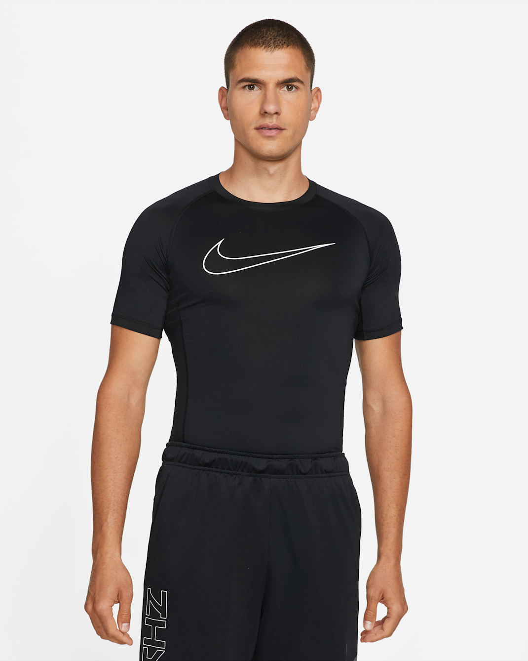 Playera de manga corta de corte ajustado para hombre Nike Pro Dri-FIT - Negro/Blanco