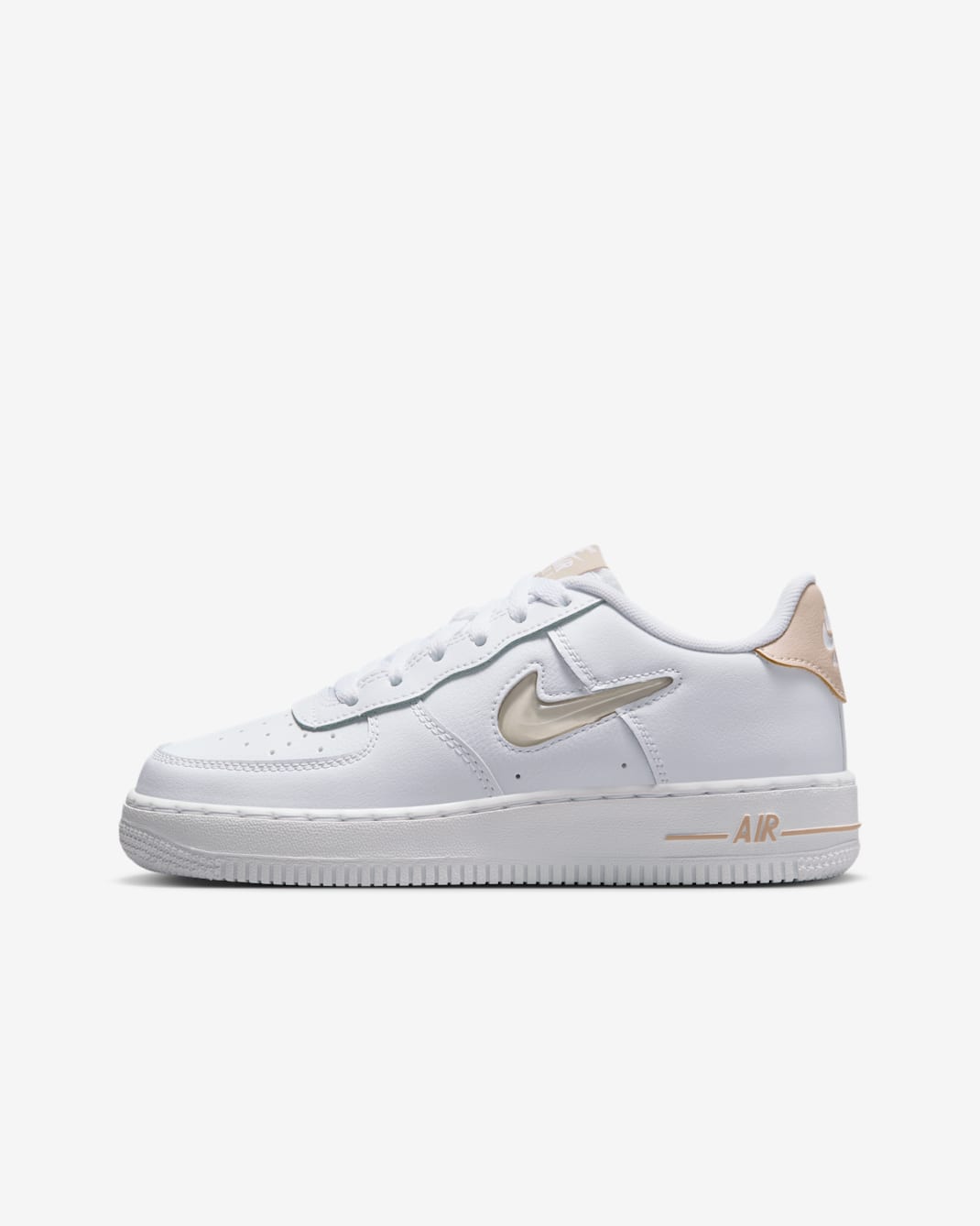 Nike Air Force 1 Older Kids' Shoes - White/Sand Drift