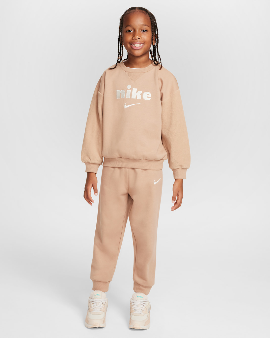 Nike Cosy Comfort Younger Kids' 2-Piece Crew Set - Hemp